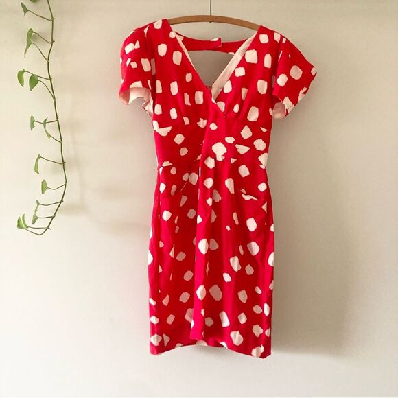 Leifsdottir Size 4 Shibori Red Cold Shoulder Dress - Picture 3 of 7